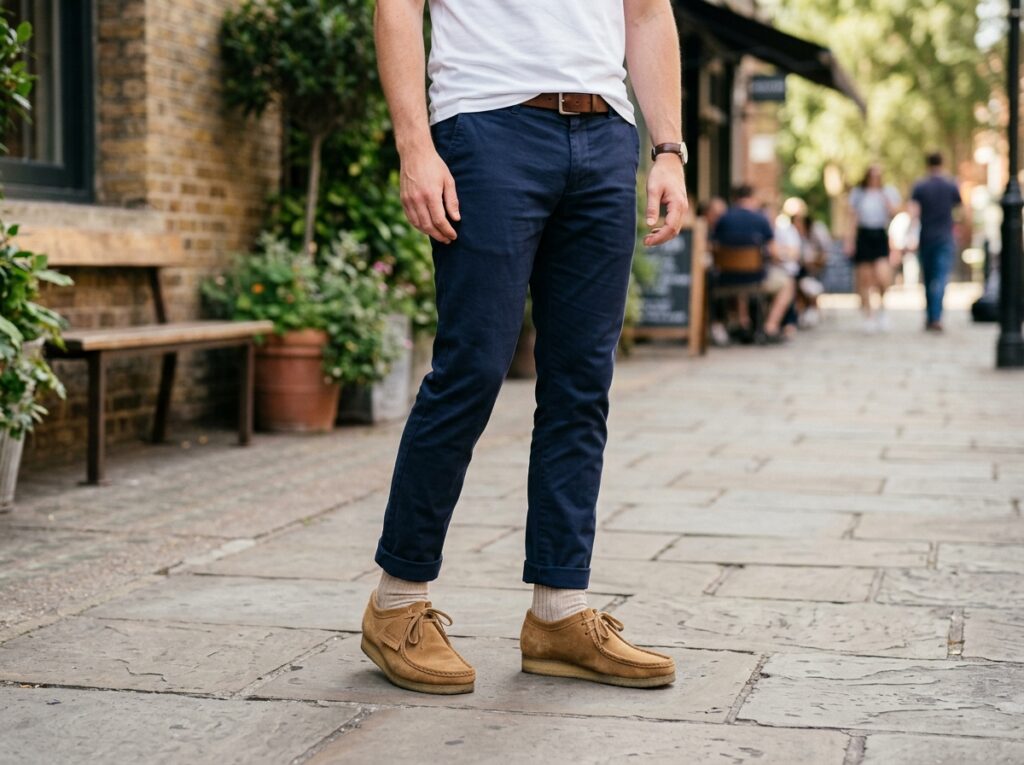 Wally Shoes With Chinos and a T-shirt