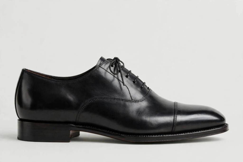Black cap-toe Allen Edmonds Park Avenue style oxford dress shoe