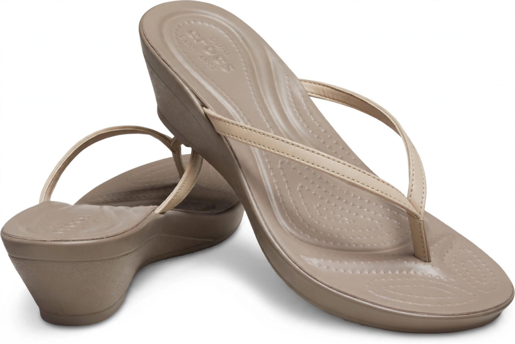 Crocs women's Capri V flip-flop with leather-look straps and comfort footbed