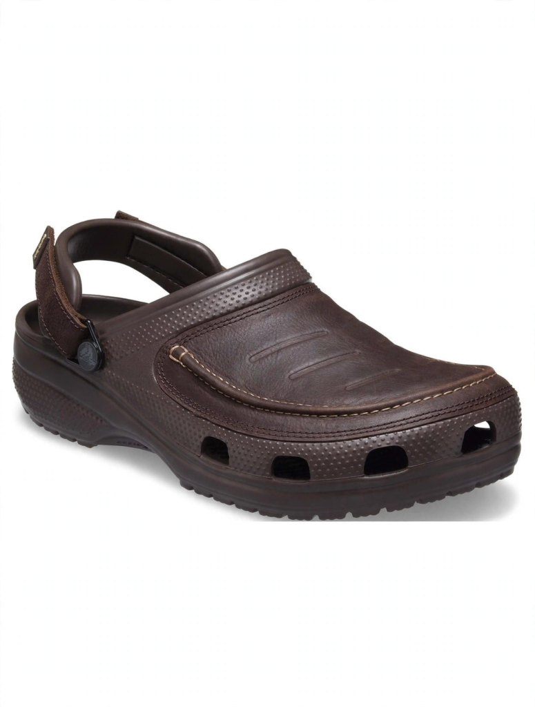 Crocs men's Yukon Vista 2 clog in brown with stitched leather-look upper